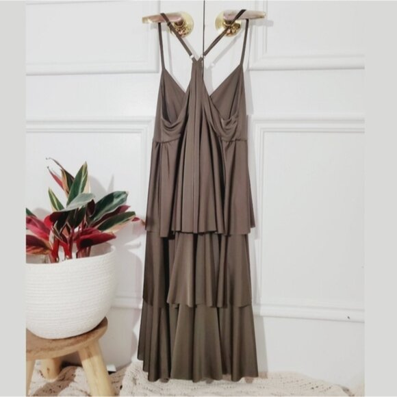 Armani Vintage Satin Cascade Flowy Boho Dress- XS- NWOT - Picture 4 of 16